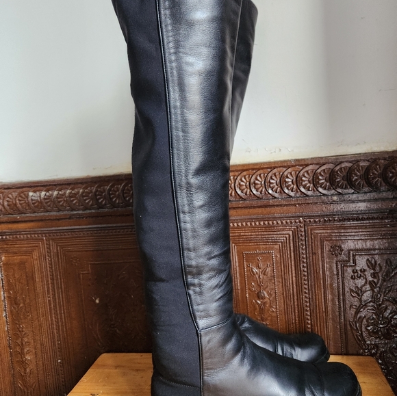 Stuart Weitzman 5050 OTK Black Leather Boots - 11M - Picture 4 of 11